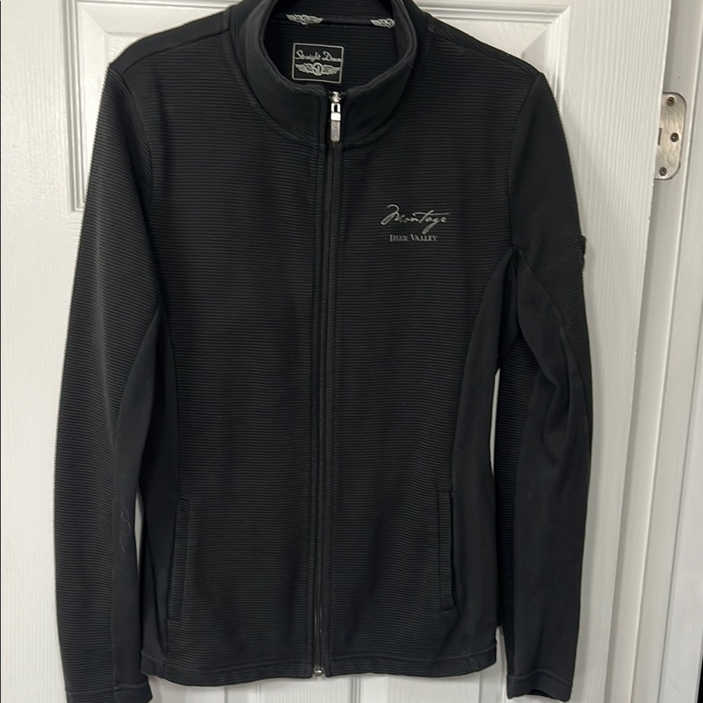Black Utility Jacket with Stand-Up Collar and Slim Fit